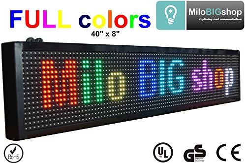 LED Scrolling Sign RGB FULL Color Programmable message Display 8" X 40", FREE, NEW SMD version, LED Banner, Great for Restaurant, Bar, Home, Office, Store, Window, Walls.