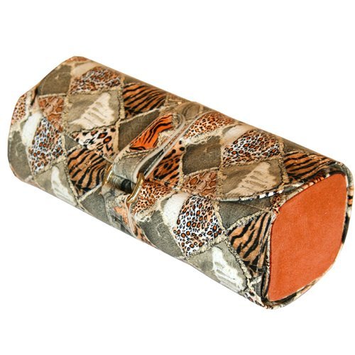 Paylak TS1121OGE Jewelry Roll Travel Organizer with Leopard Print and Orange Gold Accents Tech Swiss