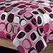 Girls Teen Pink and Brown Geometric Circles 7 Piece Comforter Set Size: Full