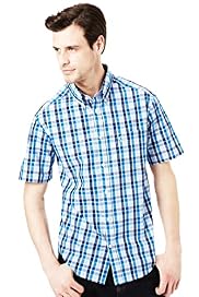 Blue Harbour Pure Cotton Block Checked Shirt