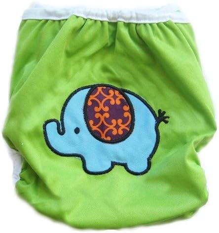 Weegro One Size Diaper Cover + Stay Dry Sleeve & 5 Layer Charcoal Bamboo Insert - Green Elephant