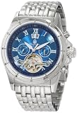 Burgmeister Royal BM127-131 Herren Automatik Uhr Edelstahl silber blau Tag/Datum/Monat offene Unruh