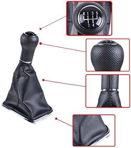 Black Leatherette 5-Speed Gear Shift Knob Gaitor Shifter Control Boot Cover For VW MK4 Golf GTI R32 Jetta Bora