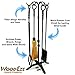 WoodEze FTKB05685TA 5 Piece Black Wrought Iron Fireplace Tool Set with Twist Design