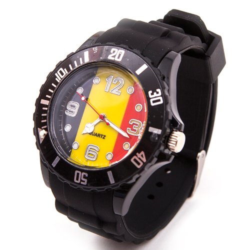 Fanartikel Silikon Armbanduhr Watch Fan Uhr m WM & EM Länder Flaggen Style (Belgien)