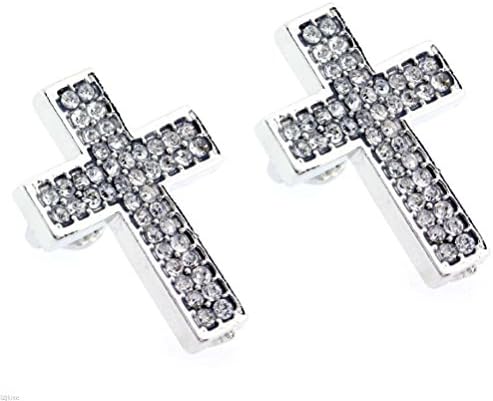 POPLife Men's Finished Big Cross Lab Studs Screw Back Stud Earrings