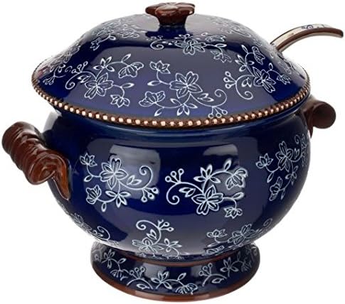 Temp-tations Floral Lace 3 Quart Soup Tureen W/serving Ladle - Blue
