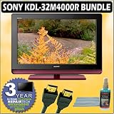 Sony Bravia M-Series KDL-32M4000/R 32-Inch 720p LCD HDTV (Red) + Accessory Kit w/ 3 Year Warranty