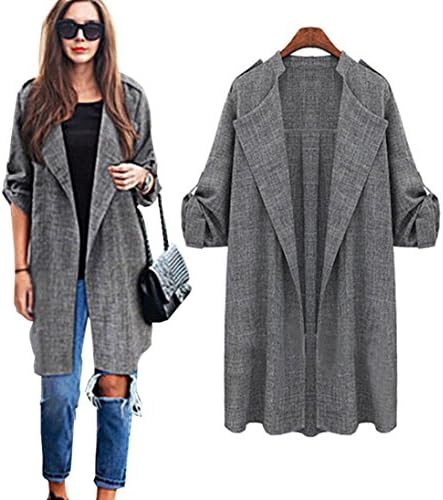 Womens Open Front Trench Coat Long Cloak Jackets Overcoat Waterfall Cardigan (5XL, Gray)