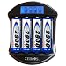Zeikos ZE-DCQ3950 Rapid 1 Hour LCD AA/AAA Battery Charger with 4 AA 2900mAh Batteries Included (Black)