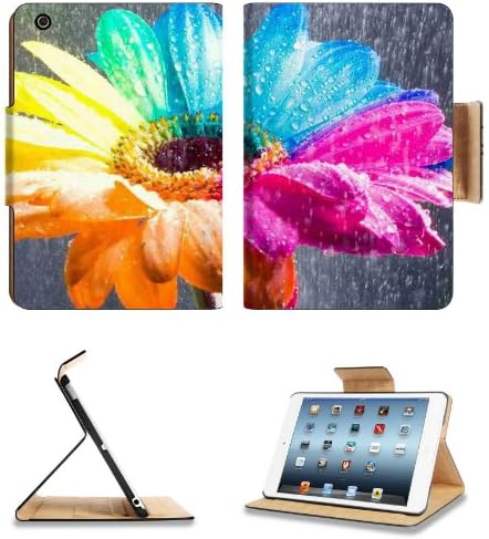 Rainbow Daisy Flower Rain Drops Apple Ipad Mini Flip Case Stand Smart Magnetic Cover Open Ports Customized Made to Order Support Ready Premium Deluxe Pu Leather 8 Inch (205mm) X 5 1/2 Inch (140mm) X 11/16 Inch (17mm) msd Ipad Mini Professional Ipadmini Cases Ipad_mini Accessories Graphic Background Covers Designed Model Folio Sleeve HD Template Designed Wallpaper Photo Jacket Wifi 16gb 32gb 64gb Luxury Protector