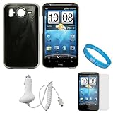 Black Metallic Rubberized Crystal Hard Protector Case Cover for HTC Inspire ....