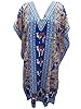 Womens Caftans Kaftans Blue Elephants Printed Long Summer Dashiki Dress