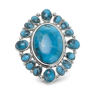 Southwest Spirit Sterling Silver Kingman Turquoise Starburst Pendant Enhancer