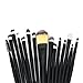 KissU 15pcs Makeup Brush Set tools Make-up Toiletry Kit Wool Make Up Brush Set (Black)
