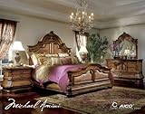 AICO 4-Piece Tuscano Mansion Bedroom Set in Biscotti