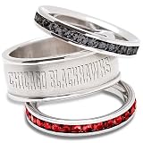 LogoArt Chicago Blackhawks Crystal Stacked Ring Set of 3