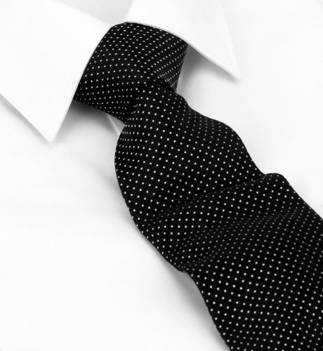 Autograph Pure Silk Black Spotted Tie