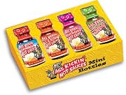 Ass Kickin Mini Bottle 4-Pack - Get all four of our Mini Bottle Ass Kickin Hot Sauces in this four pack Mini Ass Kickin Original Hot Sauce Mini Ass Kickin Wasabi Horseradish Hot Sauce Mini Ass Kickin Cajun Hot Sauce and Mini Ass Kickin Roasted Garlic Hot Sauce together in a mini box Perfect for a gift or to go in your spice rack