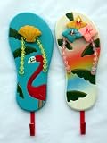 Set of 2 Flip Flop Sandal Wall Hooks - Tropical Colors - New