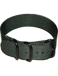 Zulu G10 Ballistic Nylon Nato Military Watch Strap 3 Ring PVD - Forest Green 22mm