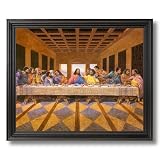 Solid Wood Black Framed African American The Last Supper Jesus Christ Religious Black Pictures Art Print