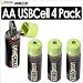 Moixa MXAA02 USBCell AA Rechargeable USB Cell Batteries 4 Pack Kit