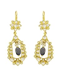 22kt Yellow Gold Diamond Pave Dangle Sapphire Earrings New Vintage Style Jewelry
