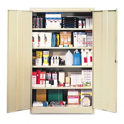 Steel Double Door Storage Cabinet (requires shelves), 48w x 24d x 78h, Putty (TNNJ478PU)