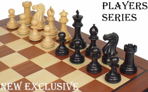 New Exclusive Staunton Chess Set in Ebonized Boxwood & Boxwood - 3.5