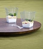 Zappy Square 5 oz Parfait Dessert Cup Shot Glasses Trifle Bowl Clear Plastic Souffle Mousse Party Cube Cups 20 Per Pack