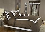 7Pcs Cal King Hotel Duvet Cover Set Chocolate and White