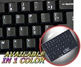 PORTUGUESE BRAZILIAN NON-TRANSPARENT KEYBOARD STICKER FOR LAPTOP, DESKTOP WITH WHITE LETTERING AND BLACK BACKGROUND