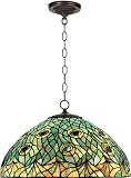 C7865 CEILING LAMP - DARK BRONZE/PEACOCK TIFFANY SHADE, A 60Wx2 by Lite Source