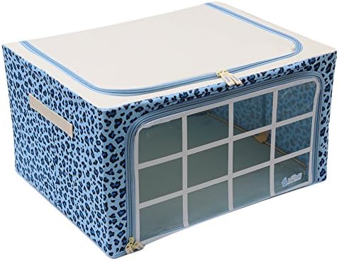 Mingshengyao 55L Oxford Cloth Leopard Storage Boxes Case with Iron Stand Cover Color Blue