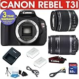 CANON REBEL T3I DIGITAL CAMERA BODY + CANON 18-55 IS LENS + CANON 55-250 ZOOM LENS + 8GB MEMORY CARD + HOLSTER CASE + EXTRA BATTERY + 6 PIECE STARTER KIT + 3 YEAR CELLTIME WARRANTY