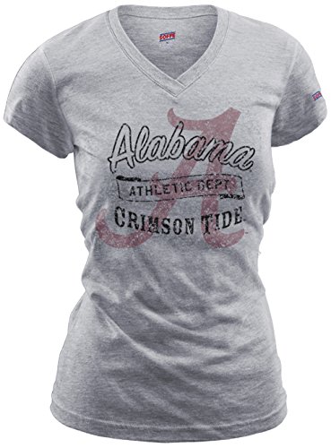 NCAA Alabama Crimson Tide Women's Fitted College Logo V-Neck Tee, Large
