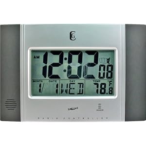 Elgin Silver Wall Clock With Radio Control - Model 4625G Alarm Clocks by