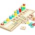 Baby Early Educational Toys Montessori Materials Gift Wood Math Blocks Shape Sorter Knob Puzzle Learning (17.32 X 5.51 X 0.59 Inch)
