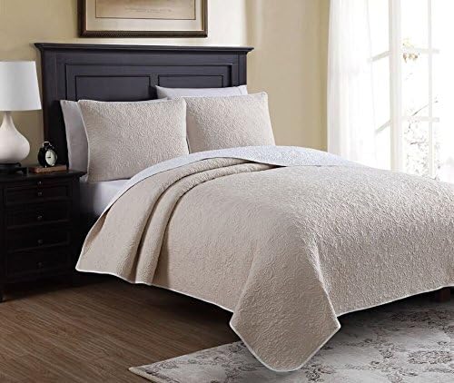 Estate Brand, Marseille Oatmeal Pattern, Microfiber Quilt Bedding Set, Twin Size (133004)