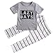 Baby Toddler 2 Pcs Letter Cotton Shirt + Striped Pants Set Outfit Casual Suit (18-24M)