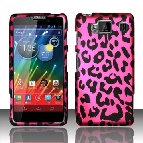 Pink Leopard Hard Case Snap On Rubberized Cover For Motorola Droid RAZR Maxx HD 4G