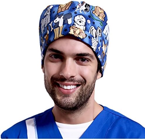 Ethscrubs dome scrub cap surgical hat nurse cap with dogs for men and women