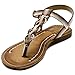 Ollio Women's Shoe T-Strap Burnish Fade Vintage Zori Flat Sandal