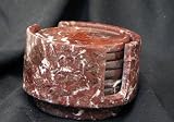Red Zebra Marble Coaster Set of 6 Coasters Felted Bottom