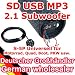 Produkt-Bild: SW-800 IN - 12V Motorrad MP3 Player USB SD Subwoofer 2.1 mit Innenlautsprechern + Kabelfernbedienung