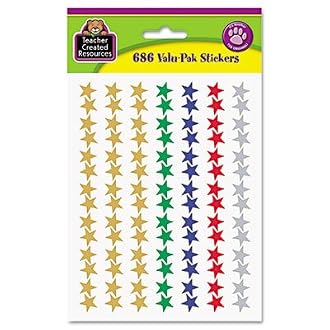 Teacher Created Resources Assorted Foil Stars Stickers Valu-Pak (6644)