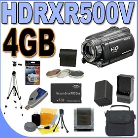 Sony HDR-XR500V 120GB HDD High Definition Camcorder w/12x Optical Zoom BigVALUEInc Accessory Saver 4GB PRODuo FH100 Replacement Battery/Rapid External Charger Bundle + MORE