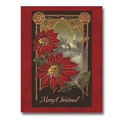 Red Poinsettia - Christmas Gift Enclosure Cards (Set of 12)
