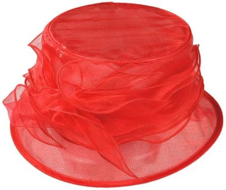 sur la tete Organza Packable Cloche Hat (1-Size, Red)